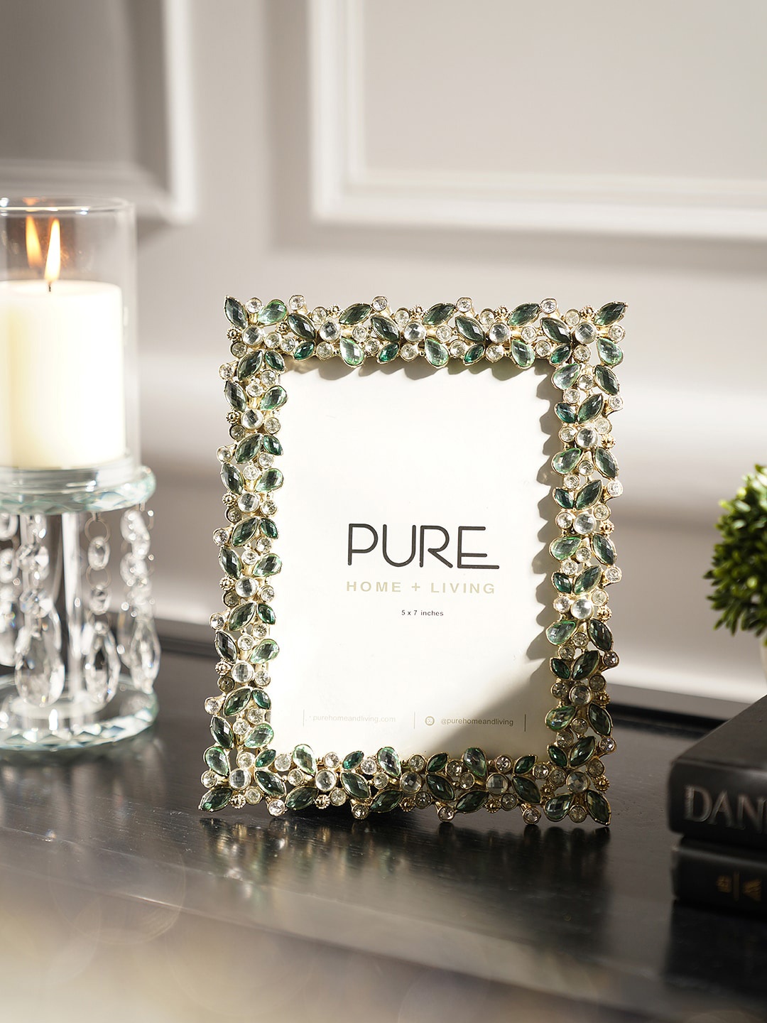 

Pure Home and Living Green & Gold Embellished Photo Frame