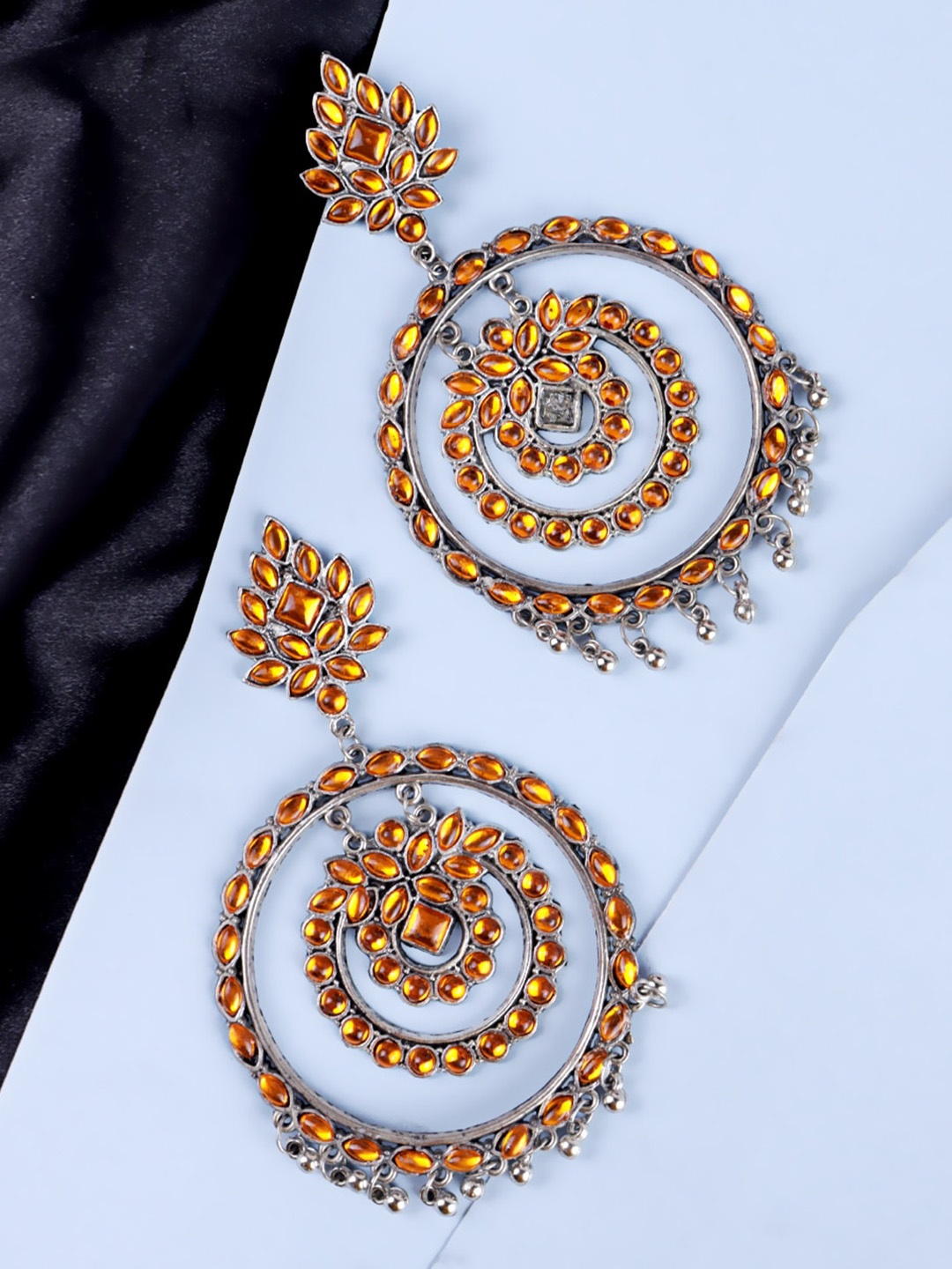 

Krelin Artificial Stones & Beads Studded Chandbalis Earrings, Gold