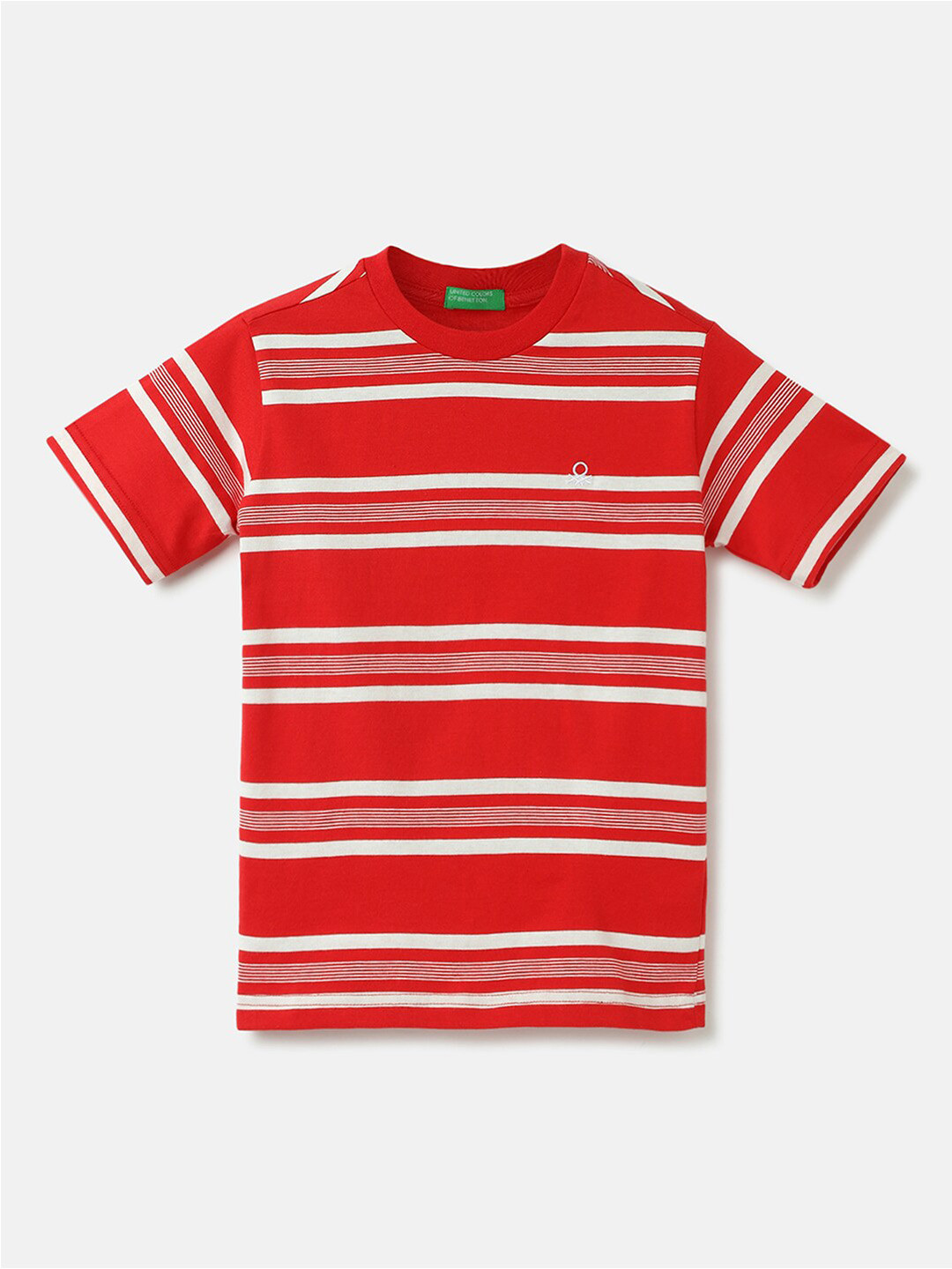 

United Colors of Benetton Boys Striped Cotton T-shirt, Red
