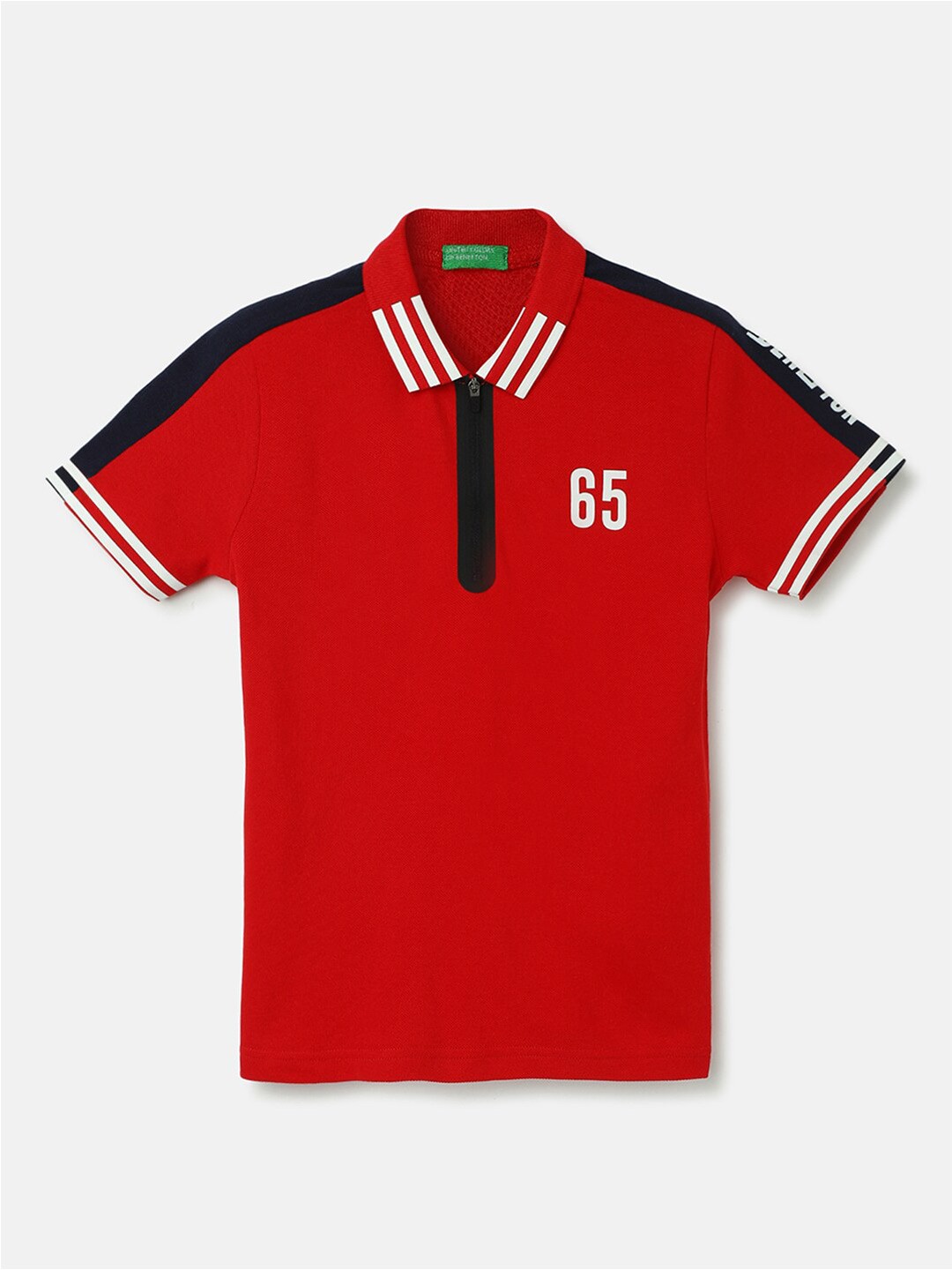 

United Colors of Benetton Boys Polo Collar Cotton T-shirt, Red