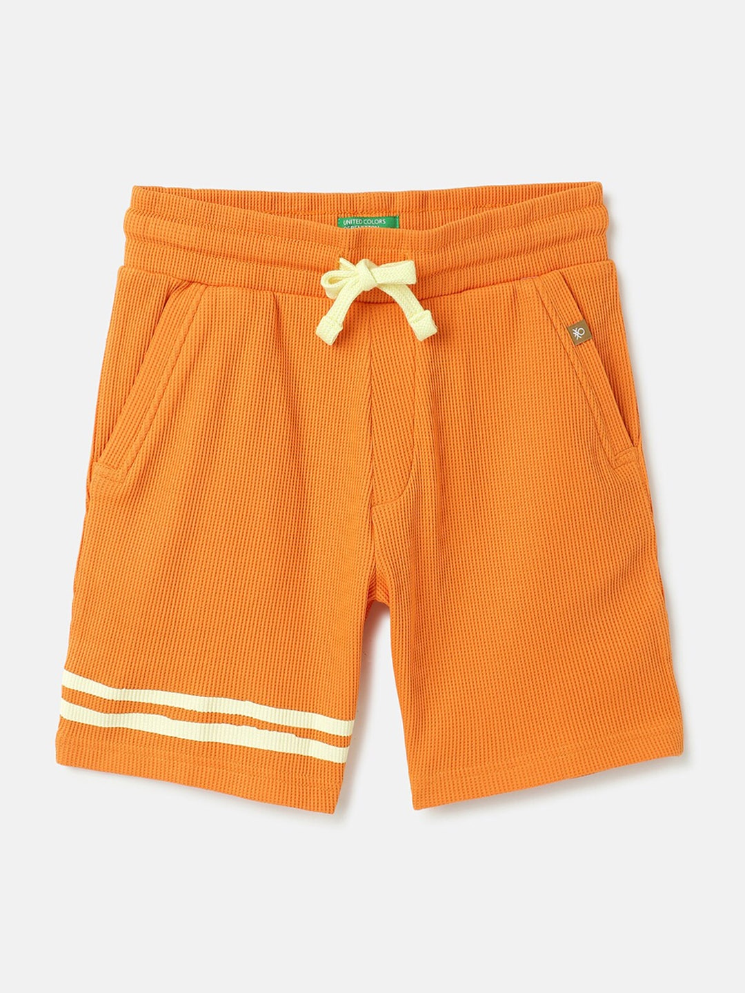 

United Colors of Benetton Boys Mid-Rise Knee Length Cotton Shorts, Orange