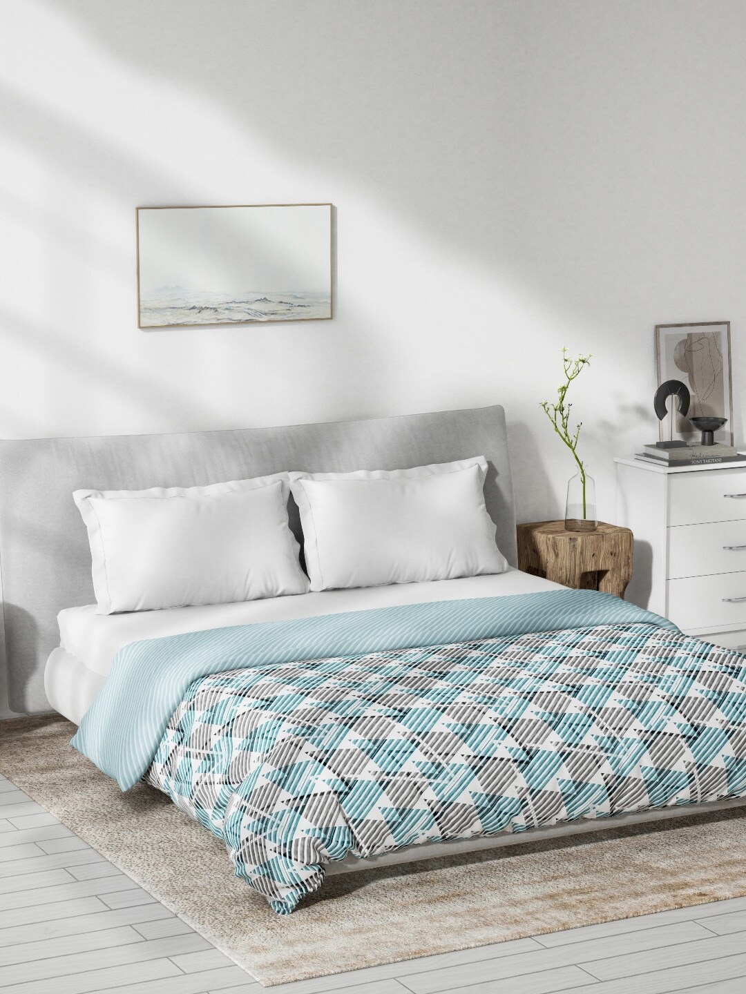 

DDecor Blue & White Printed Mild Winter 150 GSM Reversible Pure Cotton Double Bed Dohar
