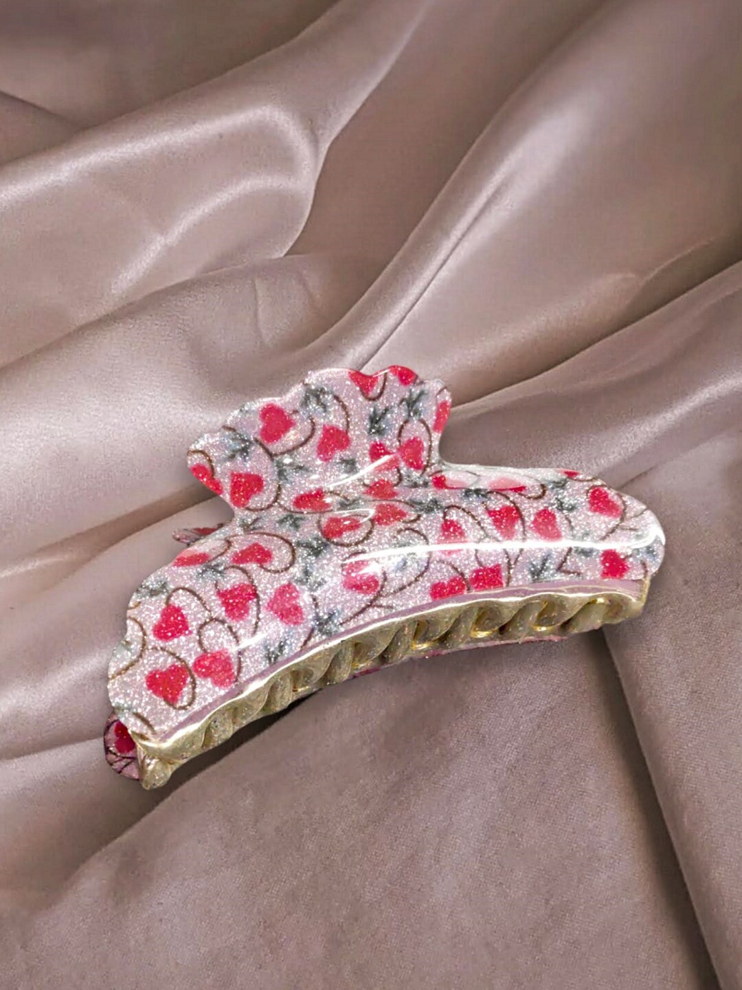 

Proplady Printed Double Layered Claw Clip, Pink