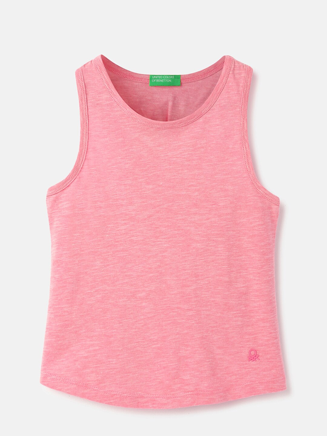 

United Colors of Benetton Girls Round Neck Cotton Tank Top, Pink