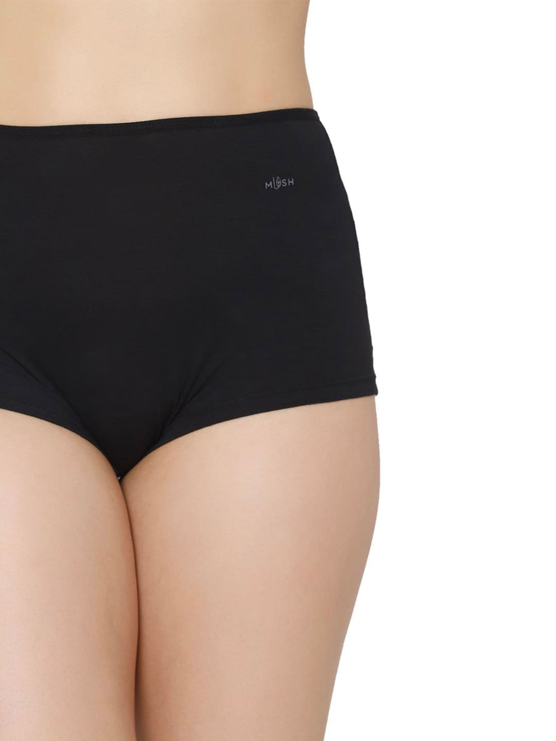 

MUSH Women Ultra Soft High Waisted Boy Shorts Briefs, Black