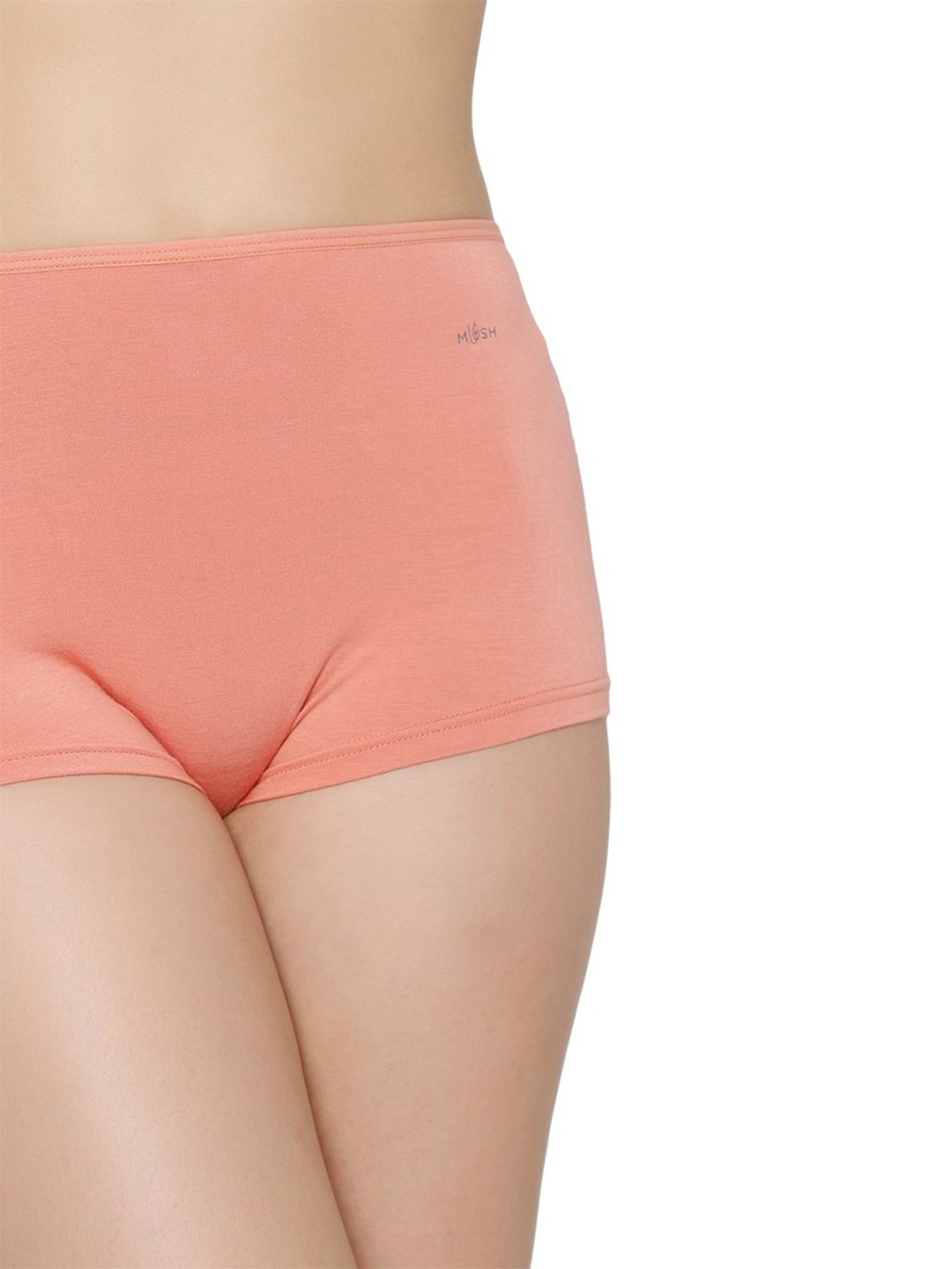 

MUSH Women High Waist Seamless Anti Microbial Boy Shorts Briefs, Peach