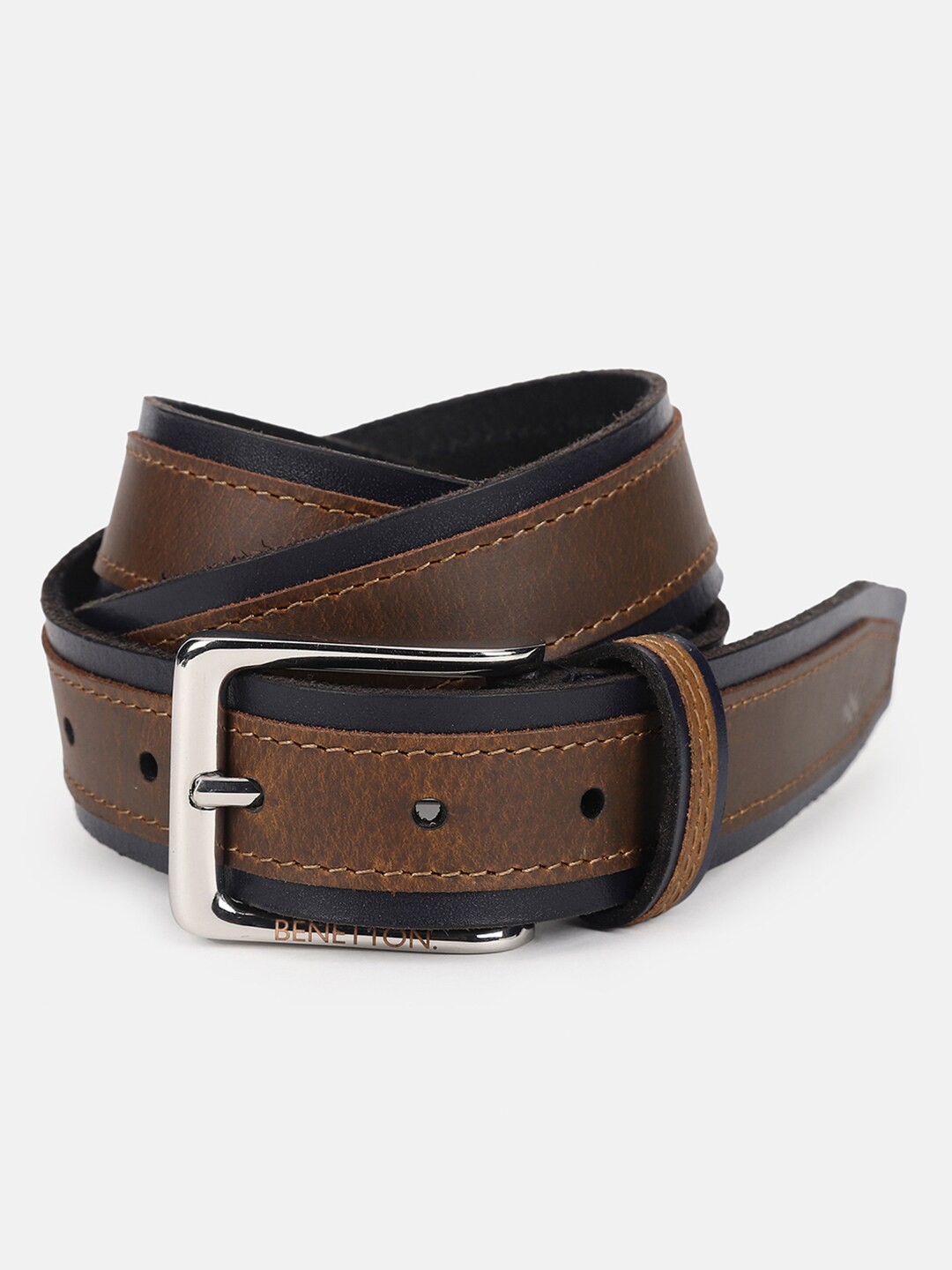 

United Colors of Benetton Men Leather Casual Belt, Brown