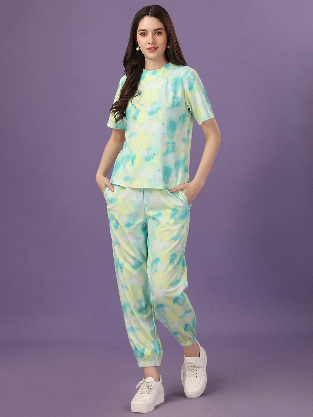 

KALINI Tie And Dye Printed Lycra Night Suit, Blue