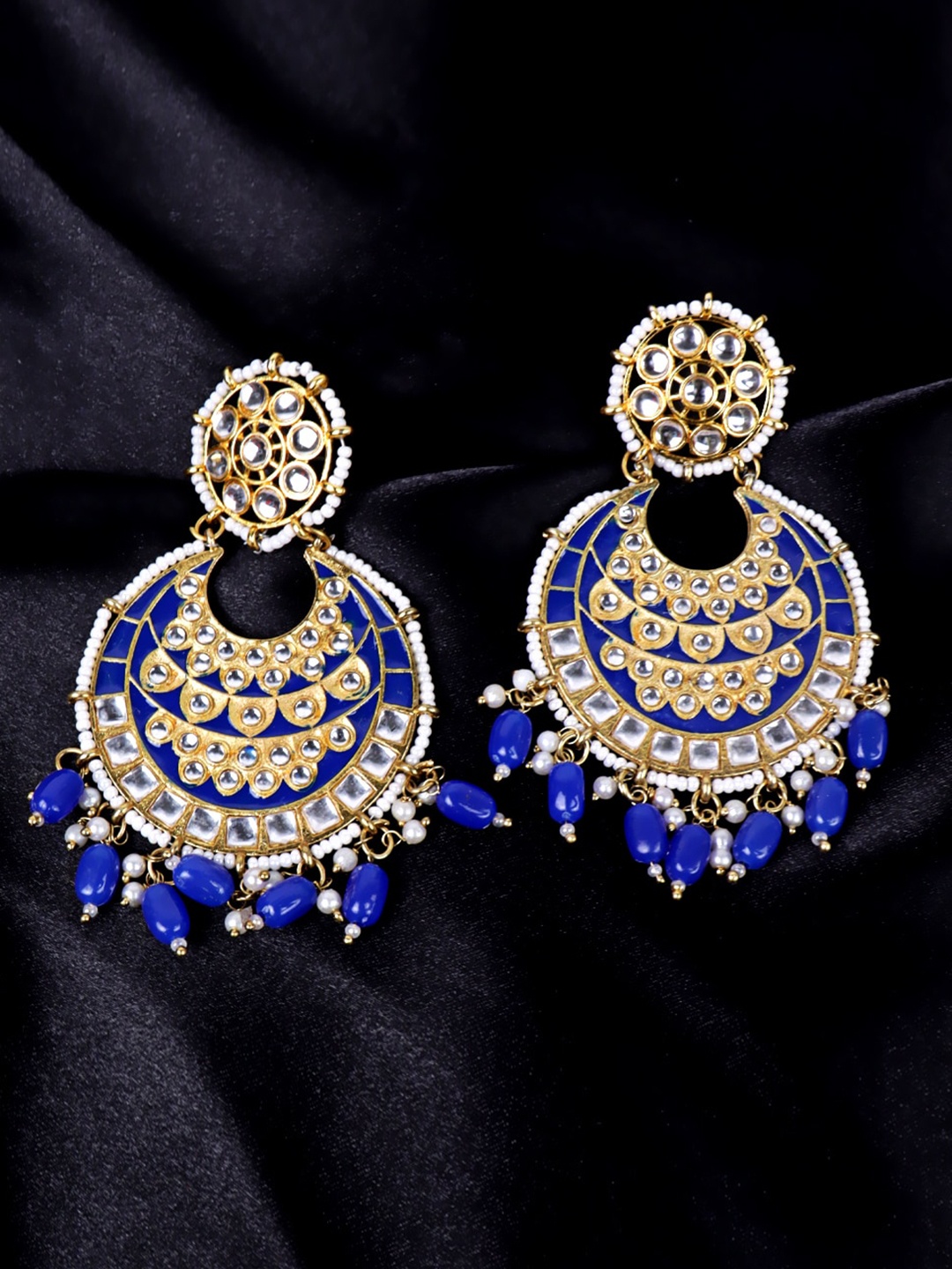 

Krelin Blue & Gold-Toned Shaped Chandbalis Earrings