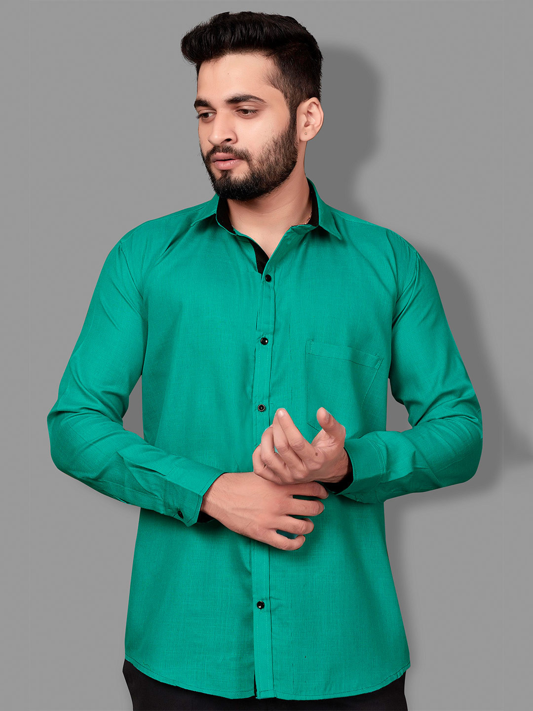 

Indian Fashionista Men Turquoise Blue Slim Fit Opaque Formal Shirt