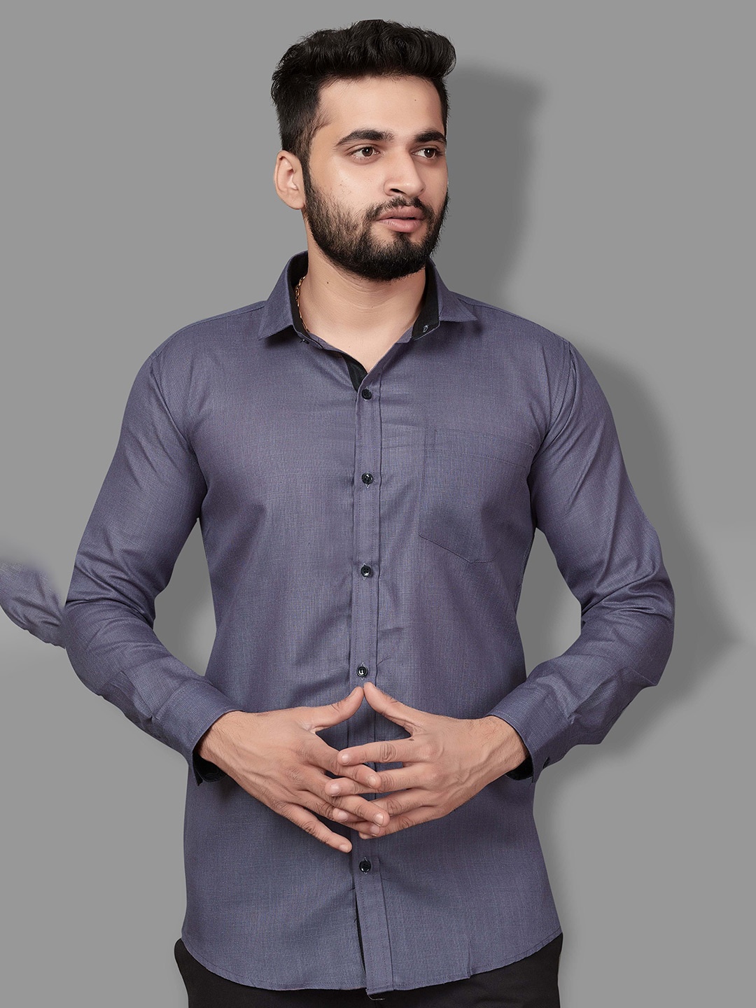 

Indian Fashionista Spread Collar Pure Cotton Shirt, Grey