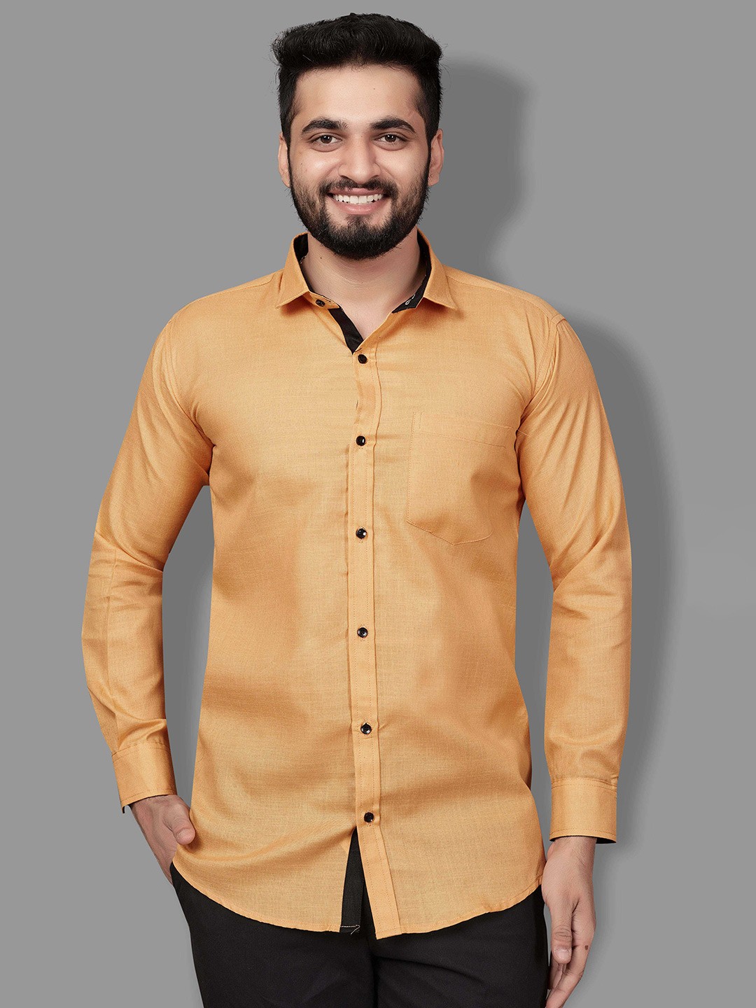 

Indian Fashionista Spread Collar Pure Cotton Shirt, Orange