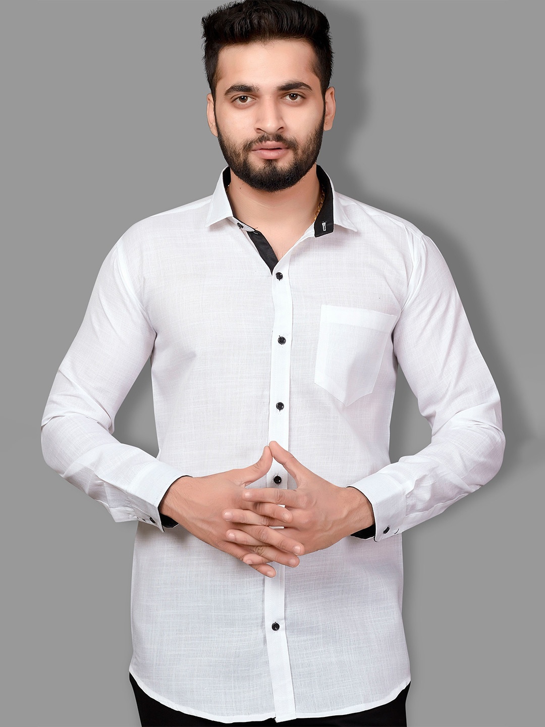 

Indian Fashionista Spread Collar Slim Fit Pure Cotton Shirt, White