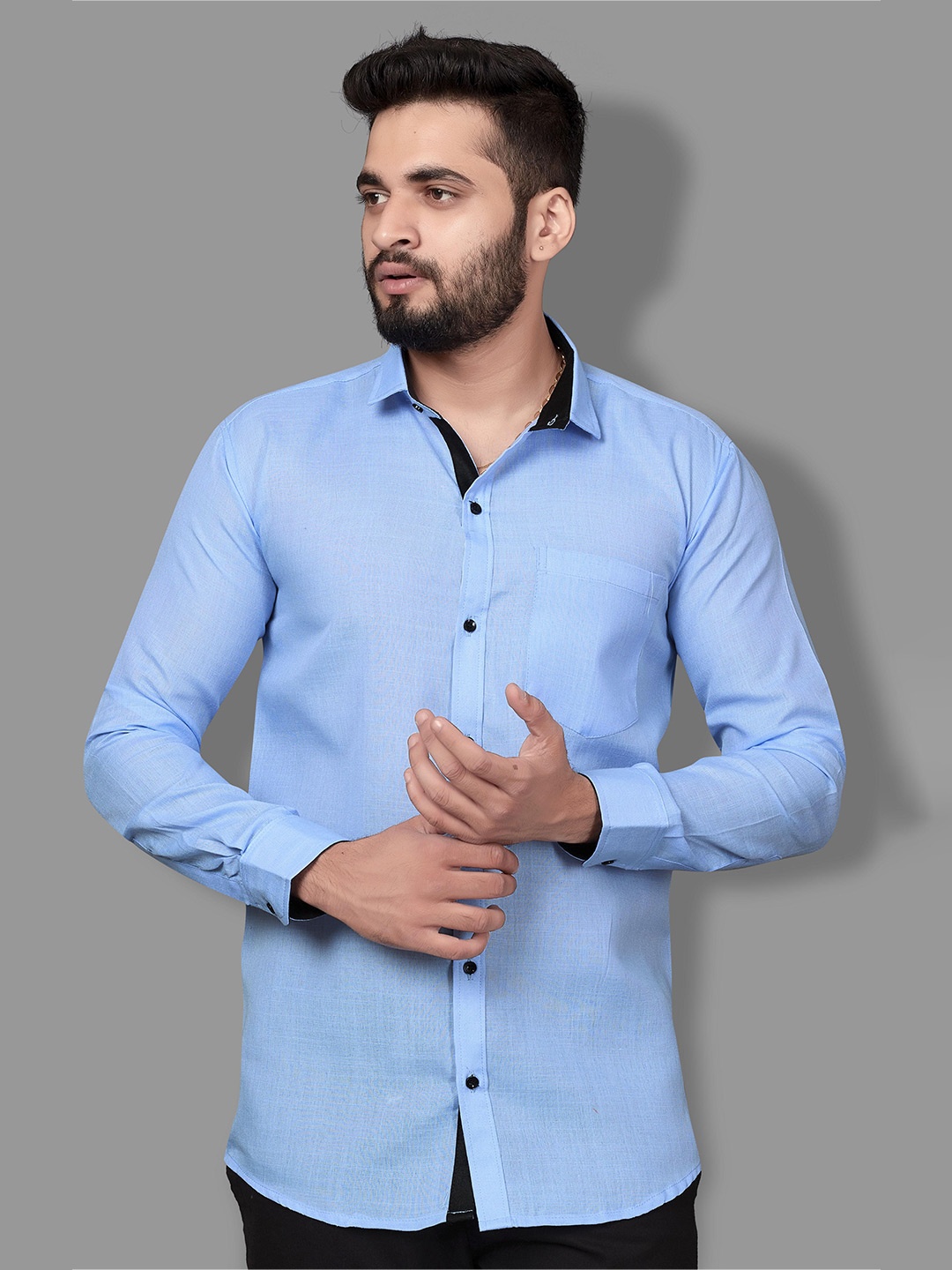 

Indian Fashionista Men Blue Slim Fit Opaque Formal Shirt