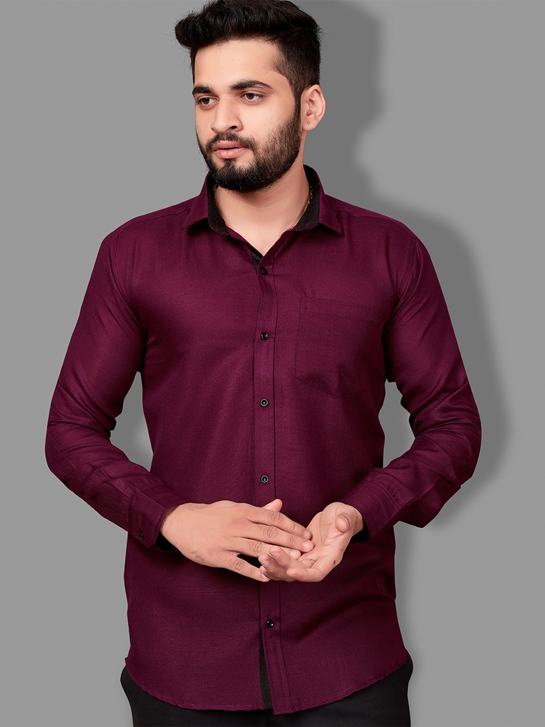 

Indian Fashionista Spread Collar Slim Fit Pure Cotton Shirt, Magenta