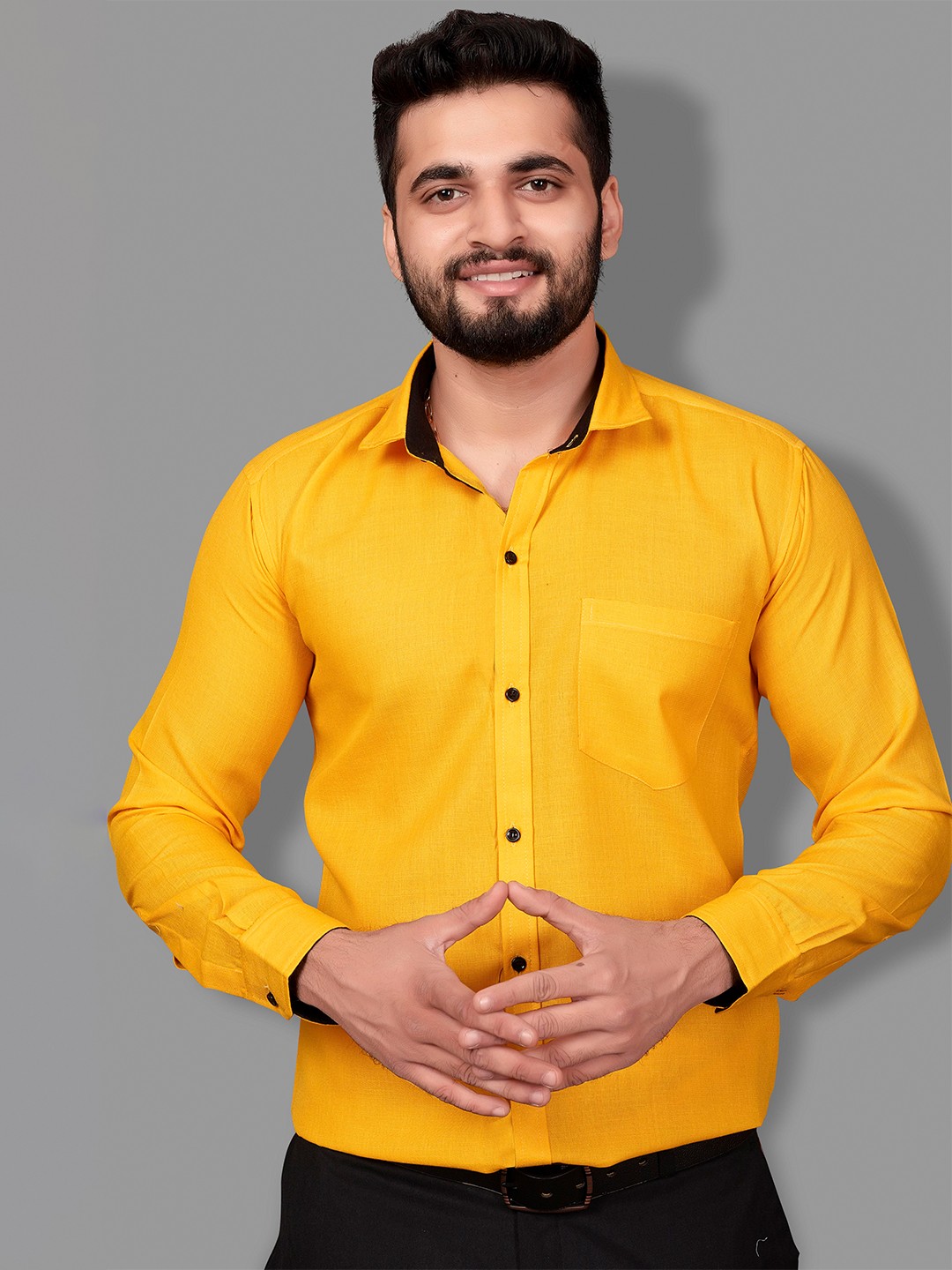 

Indian Fashionista Slim Fit Pure Cotton Formal Shirt, Yellow
