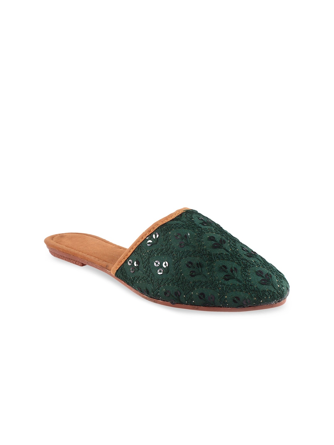 

Apratim Women Round Toe Slip On Mules, Green