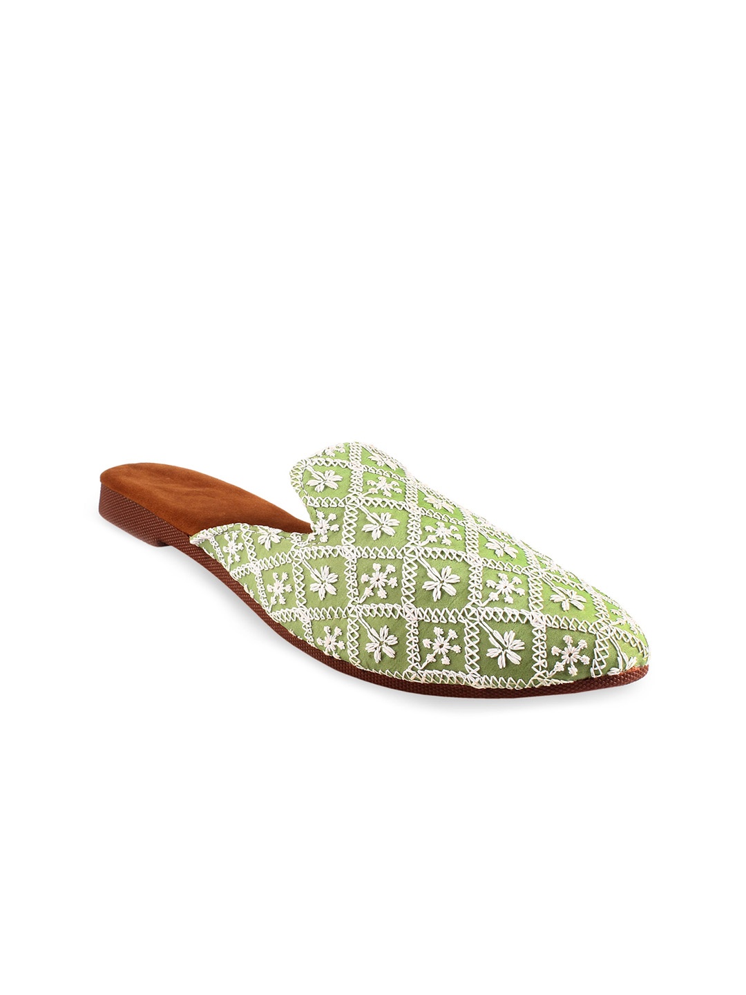 

Apratim Embroidered Ethnic Mules, Sea green