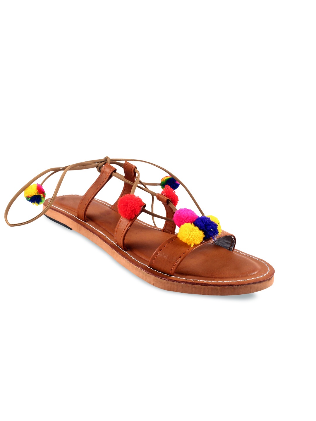 

Apratim Embellished Strappy Gladiators, Brown