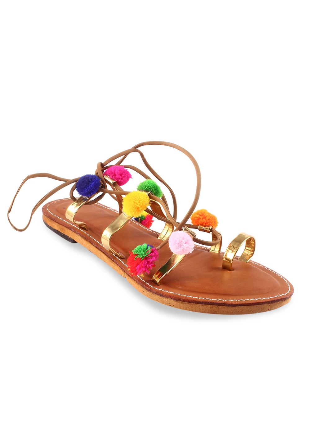 

Apratim Embellished One Toe Gladiators, Brown