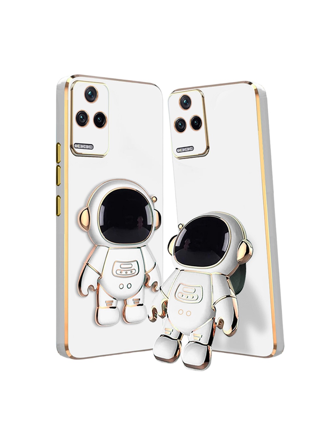 

Karwan 3D Astronaut Holster Poco F4 Phone Back Case With Folding Stand, White