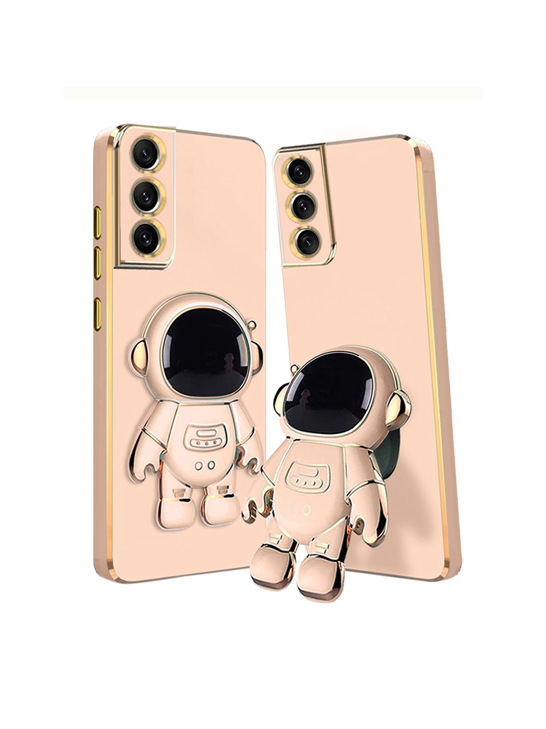 

Karwan Samsung S21 FE Mobile Back Case With Astronaut Holster Stand, Peach