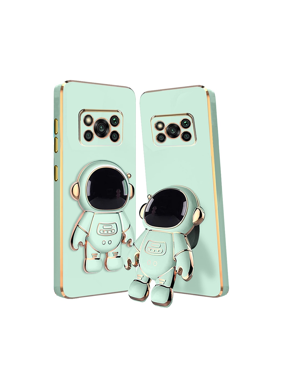 

Karwan 3D Astronaut Holster Poco X3 Pro Phone Back Case With Folding Stand, Green