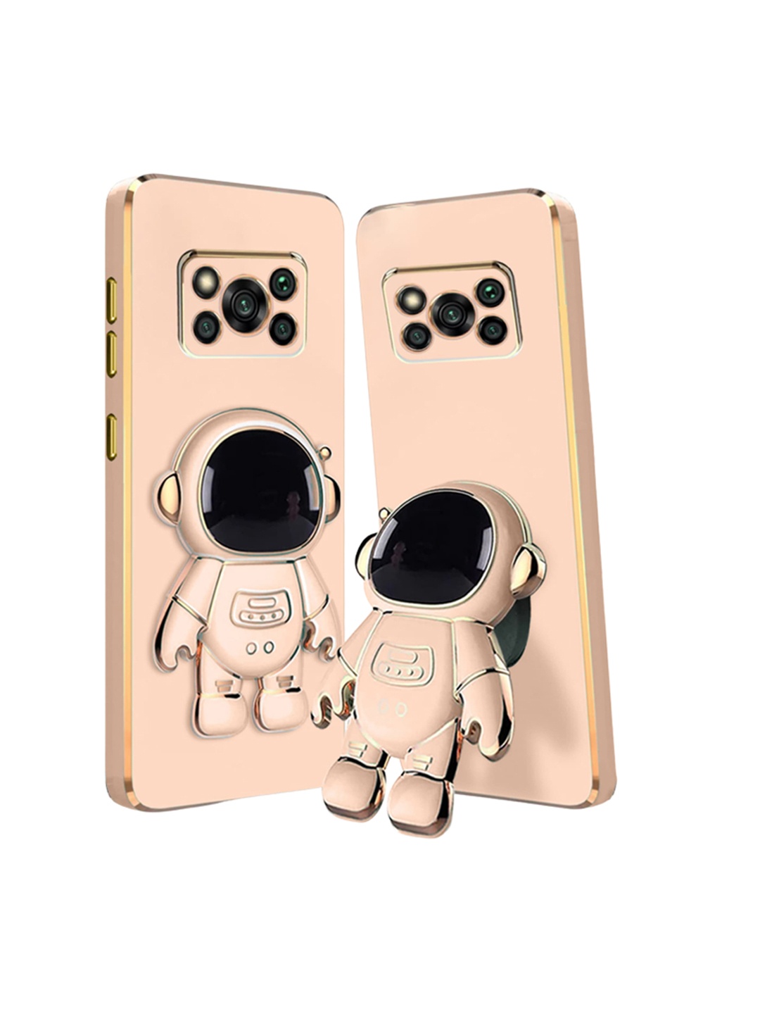 

Karwan 3D Astronaut Holster Poco X3 Pro Phone Back Case With Folding Stand, Pink