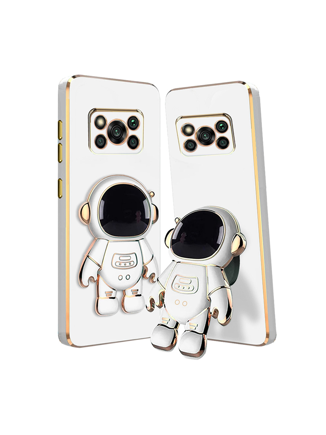 

Karwan 3D Astronaut Holster Poco X3 Pro Phone Back Case With Folding Stand, White