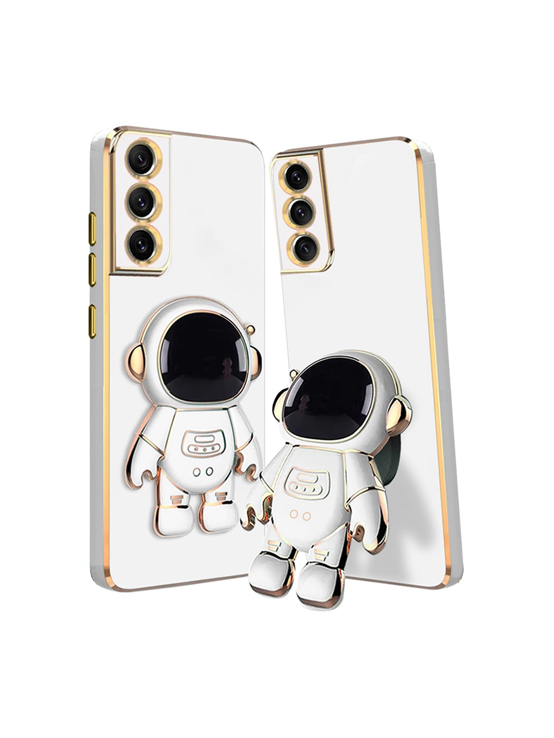 

Karwan 3D Astronaut Holster Samsung S21FE Phone Back Case With Folding Stand, White