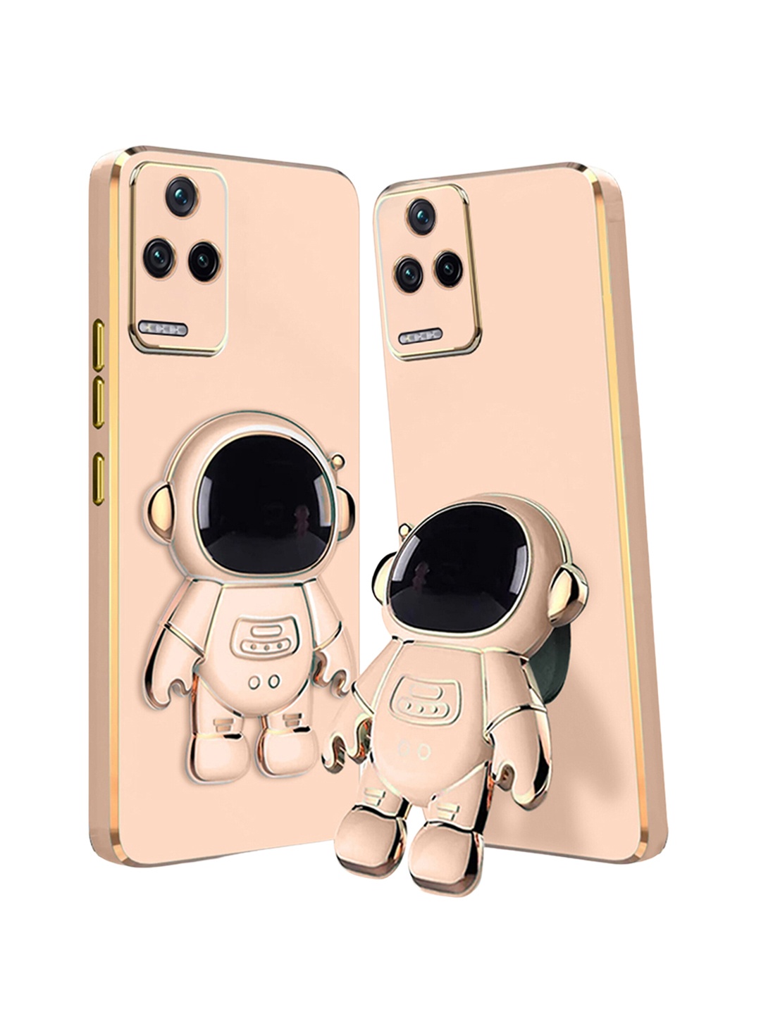 

Karwan 3D Astronaut Holster Poco F4 Phone Back Case With Folding Stand, Pink