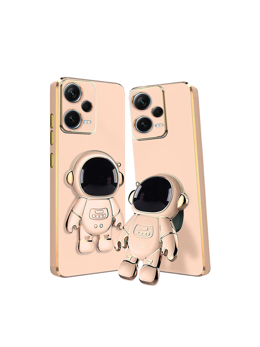 

Karwan 3D Astronaut Holster Redmi Note 12 Pro 5G Phone Back Case With Folding Stand, Peach