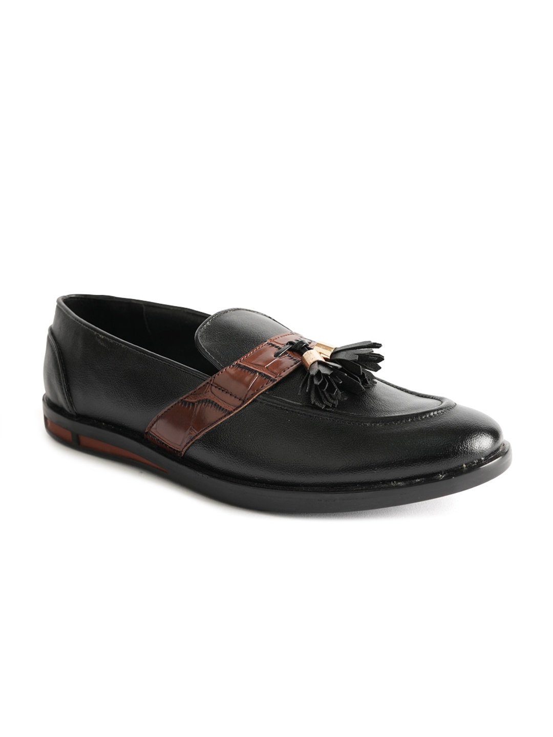 

MONKSTORY Men Textured Comfort Insole Tassel Loafers, Black