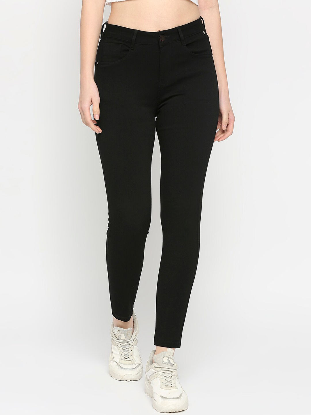 

Spykar Women High Rise Clean Look Cotton Slim Fit Jeans, Black