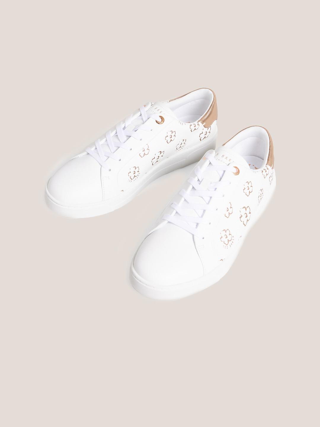 

Ted Baker Women Magnolia Printed Comfort Insole Leather Basics Sneakers, White