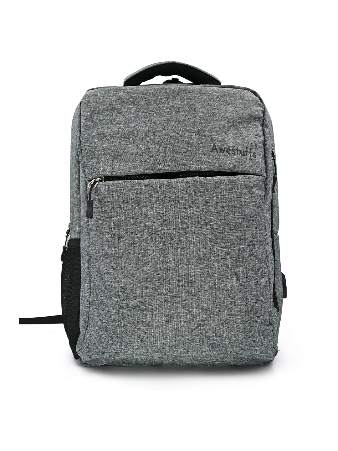 

Awestuffs Brand Logo Contrast Detail Backpack Water Resistant with Anti-Theft, Grey
