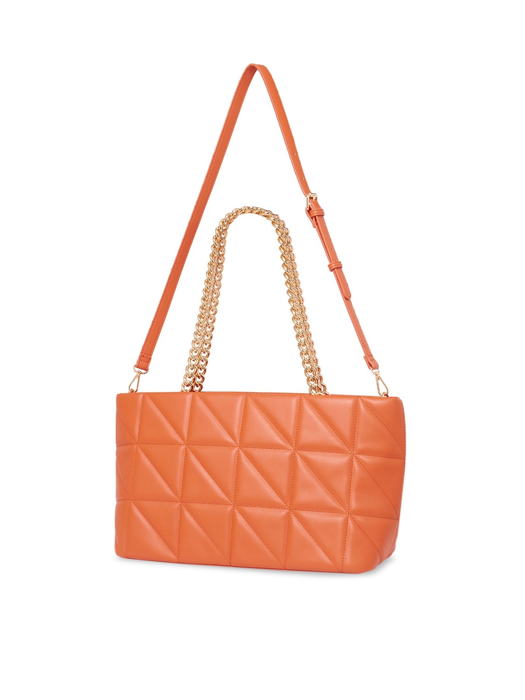 

Forever New Orange PU Structured Sling Bag with Quilted