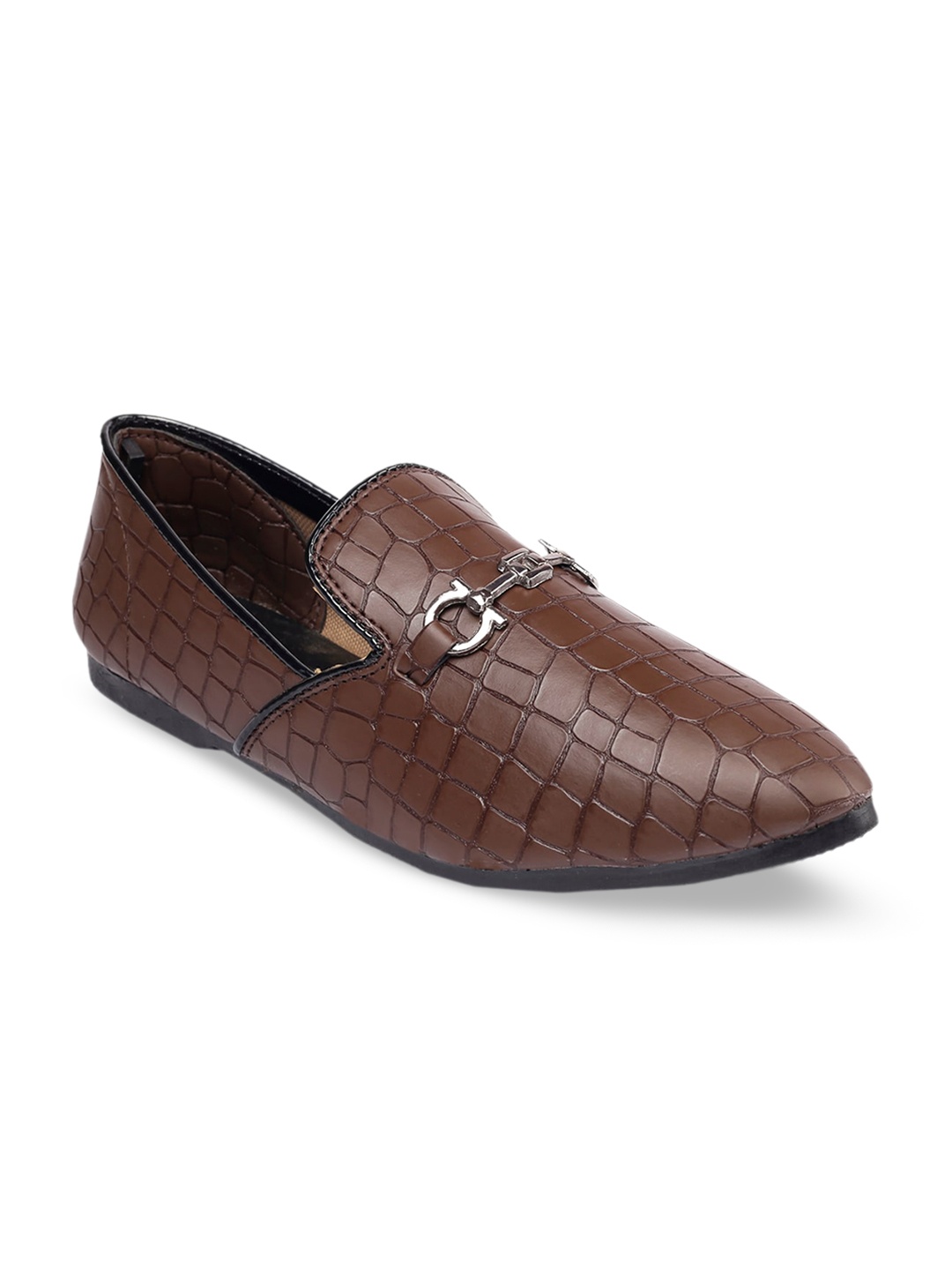 

Bxxy Men Textured Horsebit Loafers, Brown