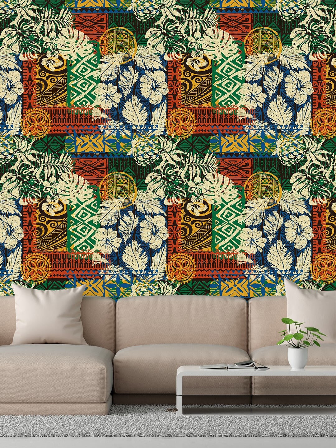 

PAPER PLANE DESIGN Yellow & Green Abstract Printed Wallpaper