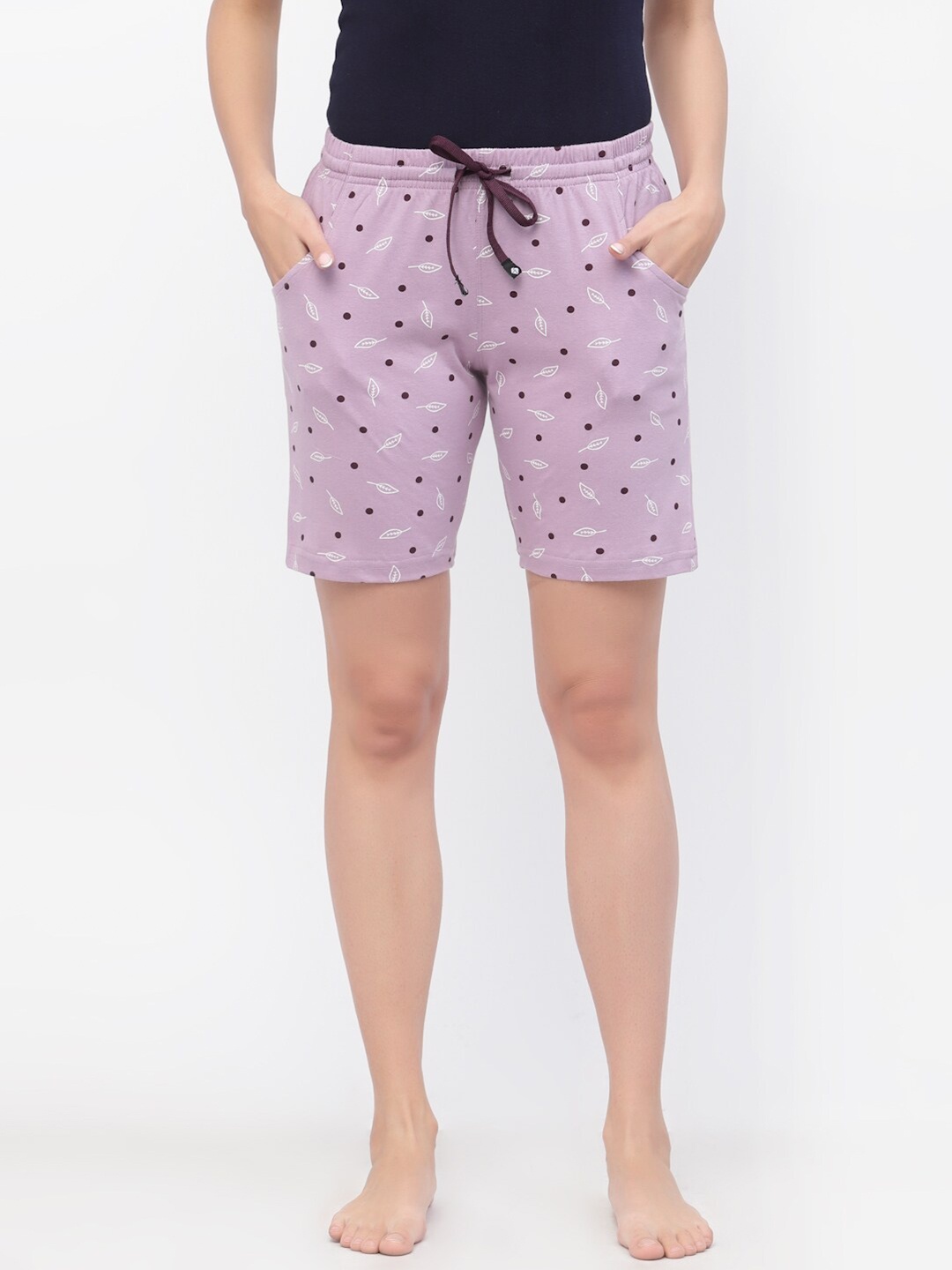 

Floret Women Printed Cotton Lounge Shorts, Pink