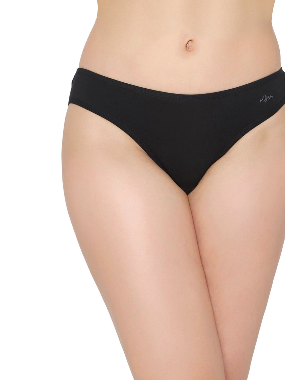 

MUSH Women Mid-Rise Seamless Anti Microbial Bikini Briefs, Black