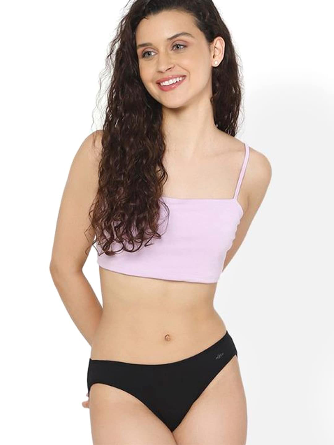 

MUSH Women Mid-Rise Seamless Anti Microbial Bikini Briefs, Black