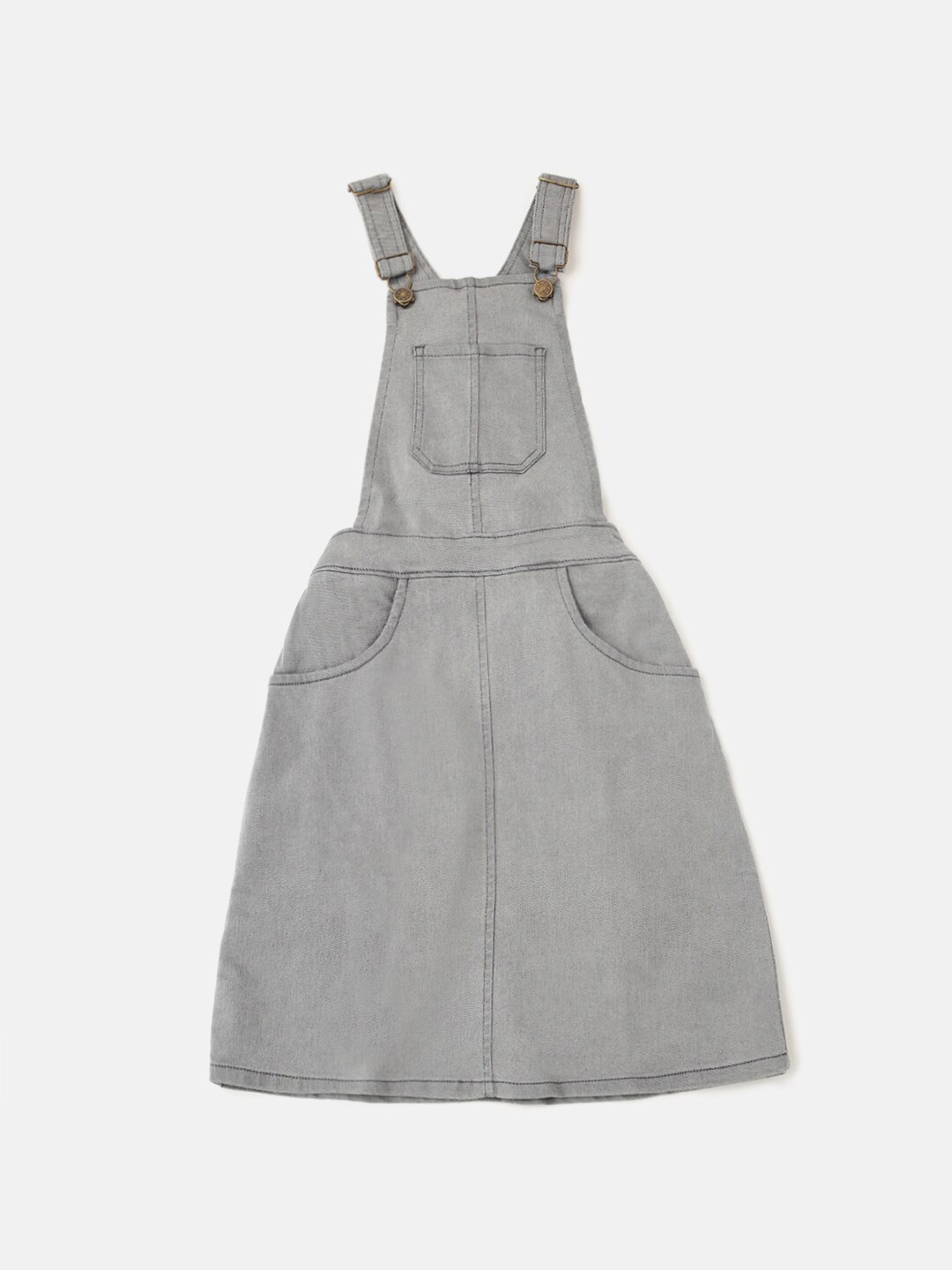 

Kryptic Girls Cotton Denim Pinafore Dress, Grey