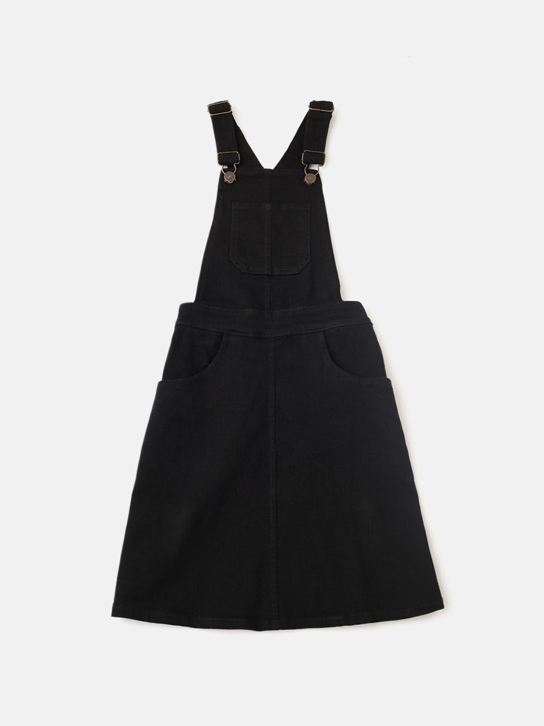 

Kryptic Girls Cotton Denim Pinafore Dress, Black