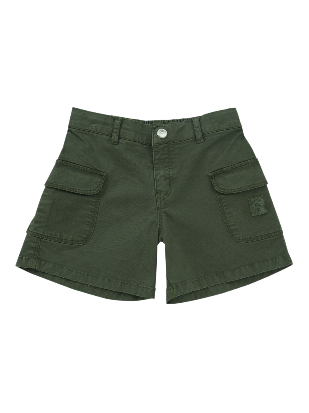 

Gini and Jony Girls Mid-Rise Cotton Shorts, Olive
