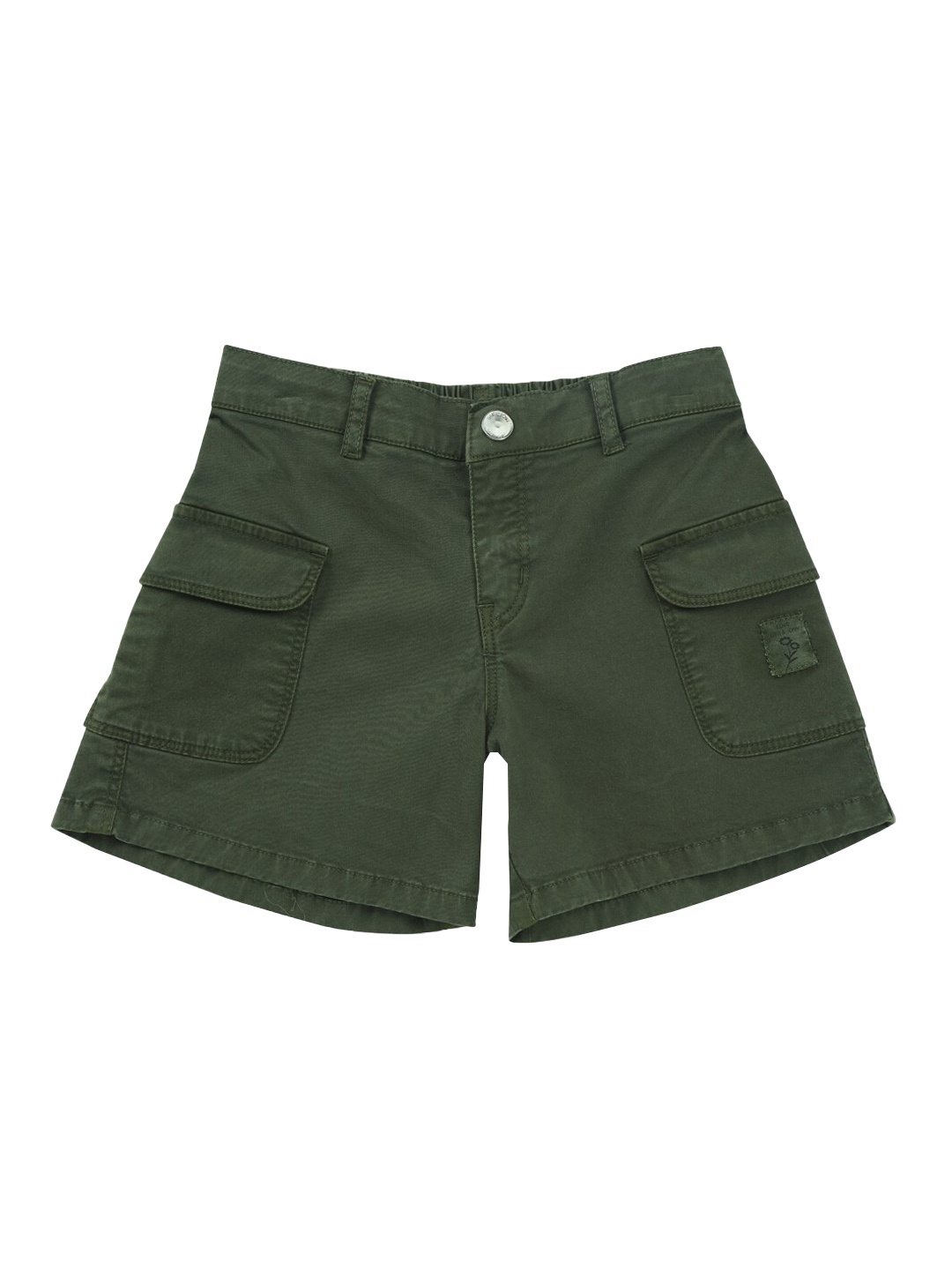

Gini and Jony Girls Mid Rise Cotton Shorts, Olive