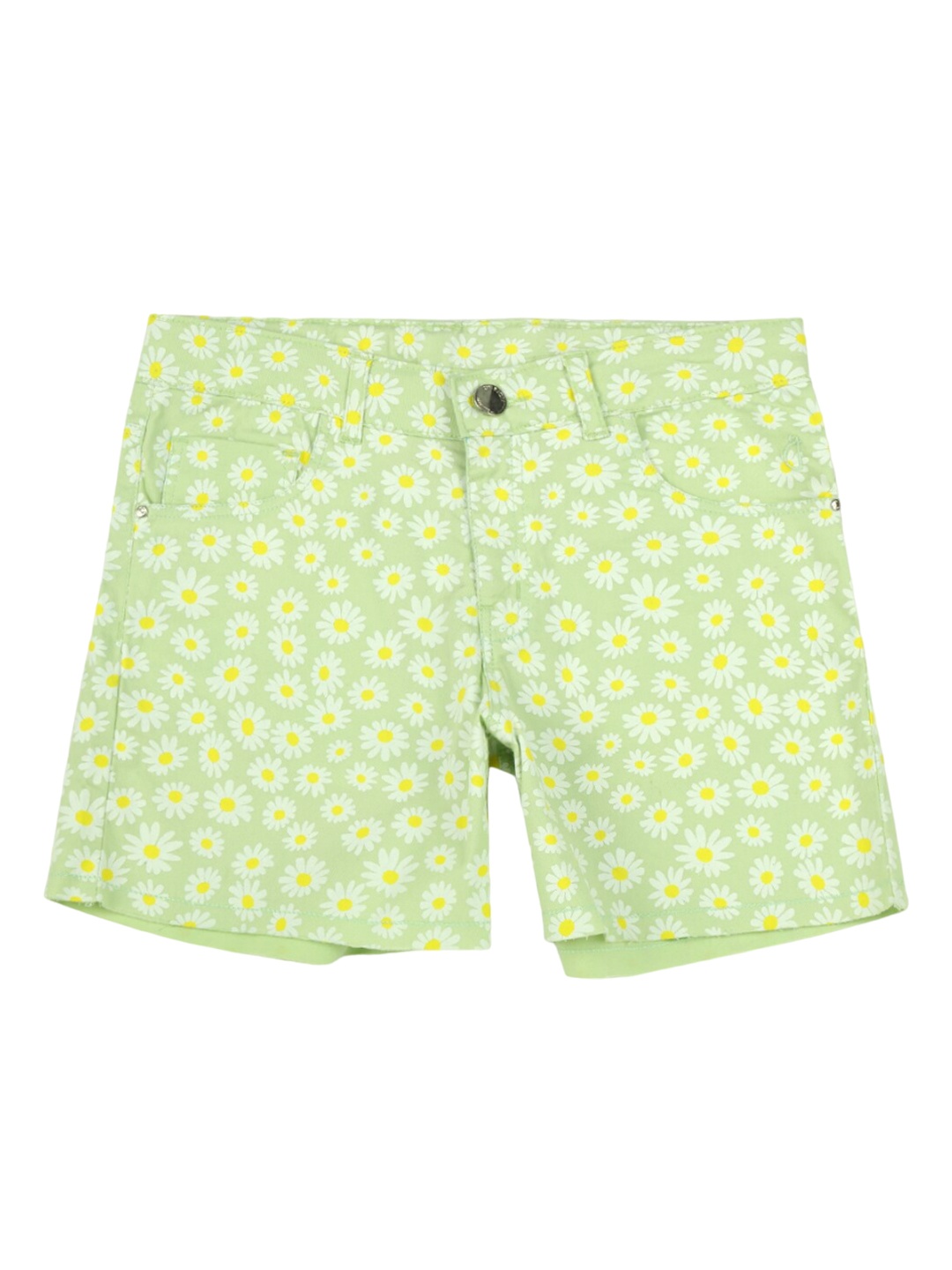 

Gini and Jony Girls Floral Printed Mid-Rise Cotton Shorts, Green
