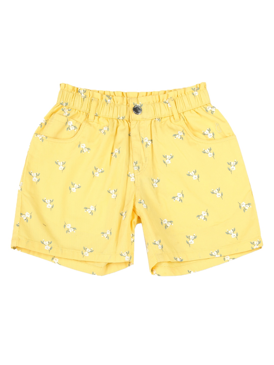 

Gini and Jony Girls Floral Printed Mid-Rise Cotton Shorts, Yellow