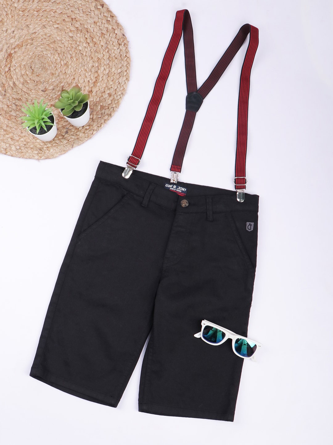 

Gini and Jony Boys Mid Rise Cotton Spenders Shorts, Navy blue