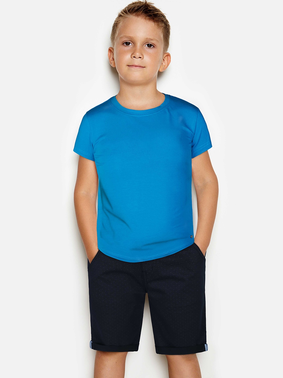 

Gini and Jony Boys Micro Ditsy Printed Mid-Rise Cotton Chino Shorts, Navy blue